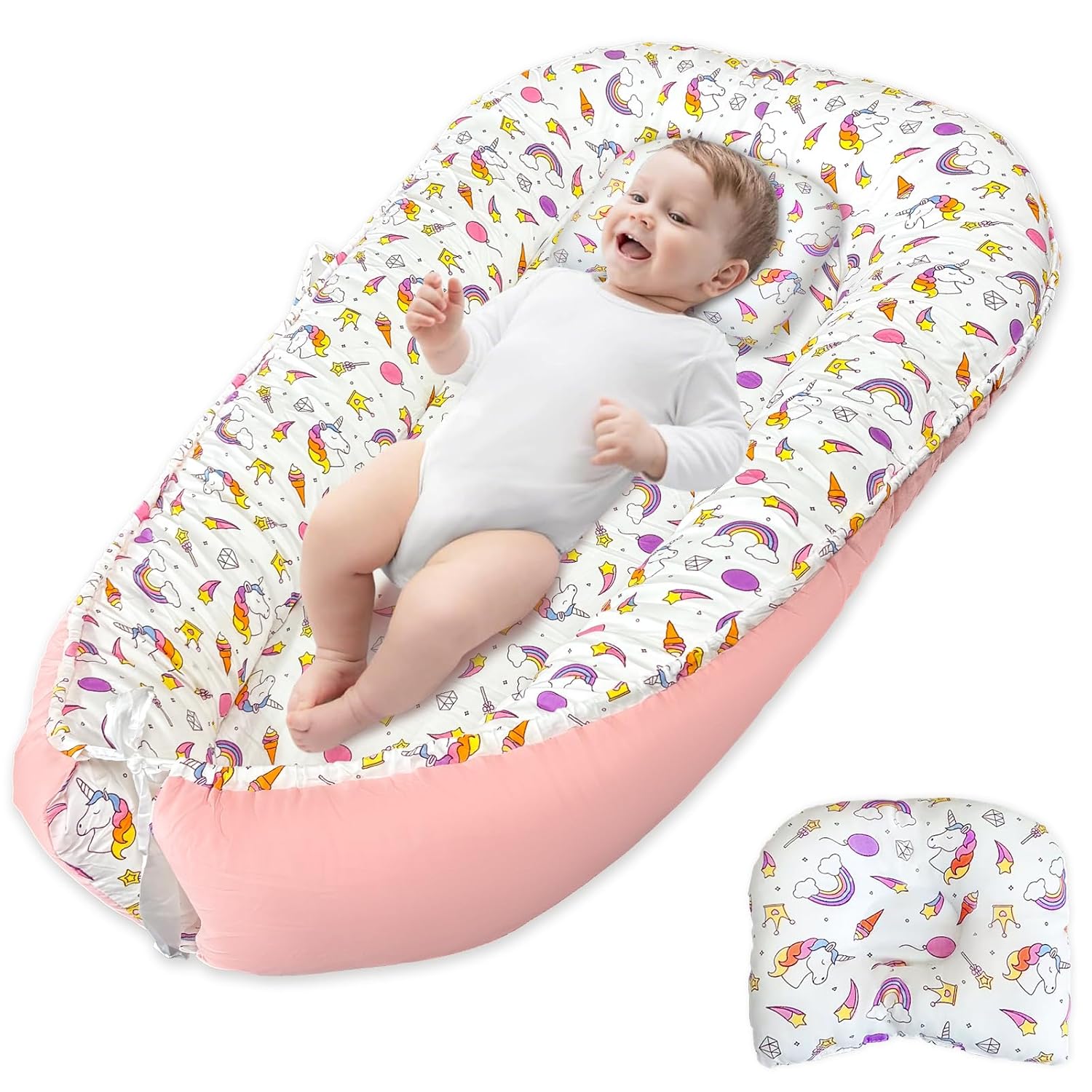 JIFTOK Baby Nests Lounger for Newborn, Soft Cotton Bassinet