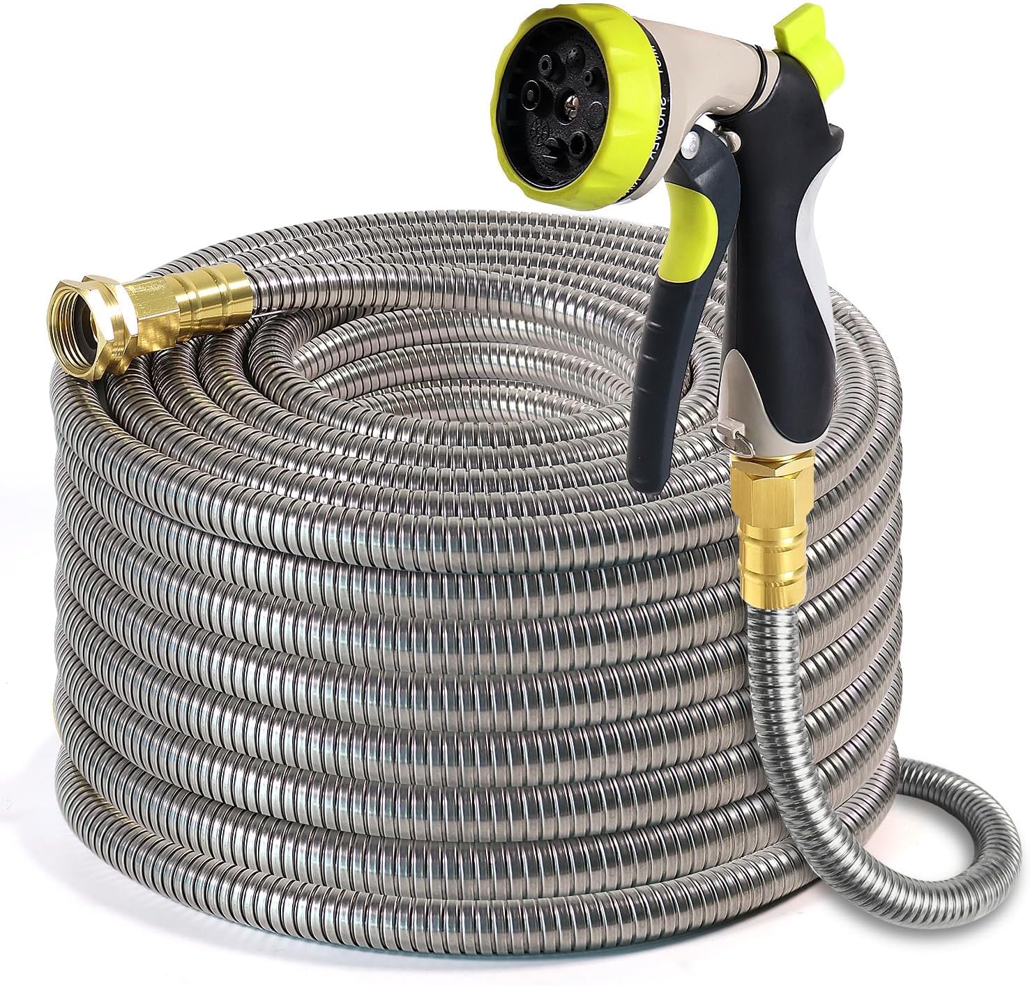 Metal Garden Hose 100 ft - Durable Stainless Steel Water Hose