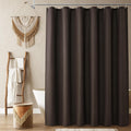 Naturoom Chocolate Brown Linen Shower Curtain for Farmhouse Decor