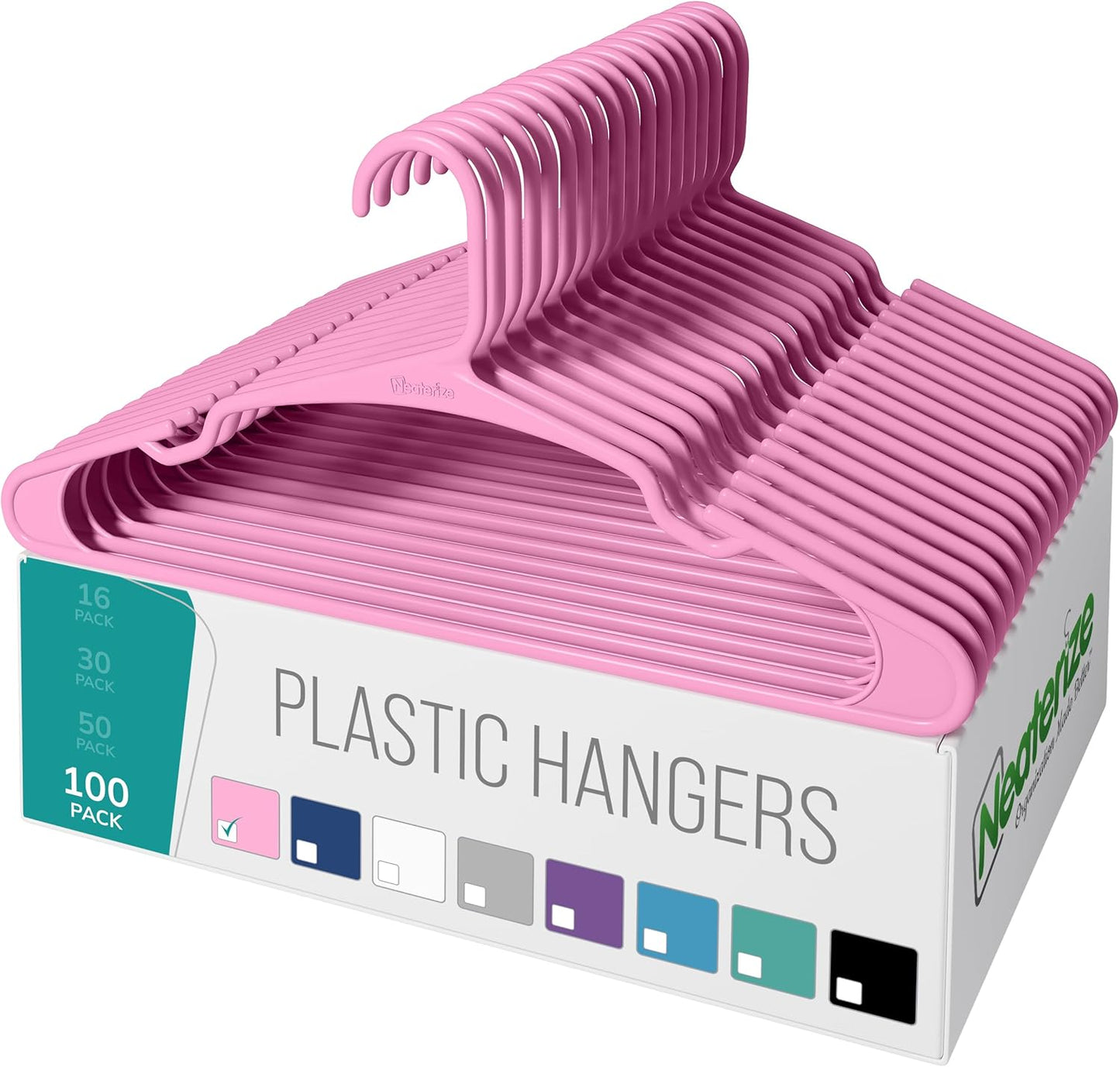 Neaterize Clothes Hangers Plastic 100 Pack for Perfect Closet
