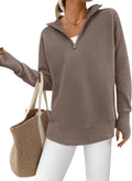 PRETTYGARDEN Long Sleeve Quarter Zip Pullover Sweater (Style MVKJ)
