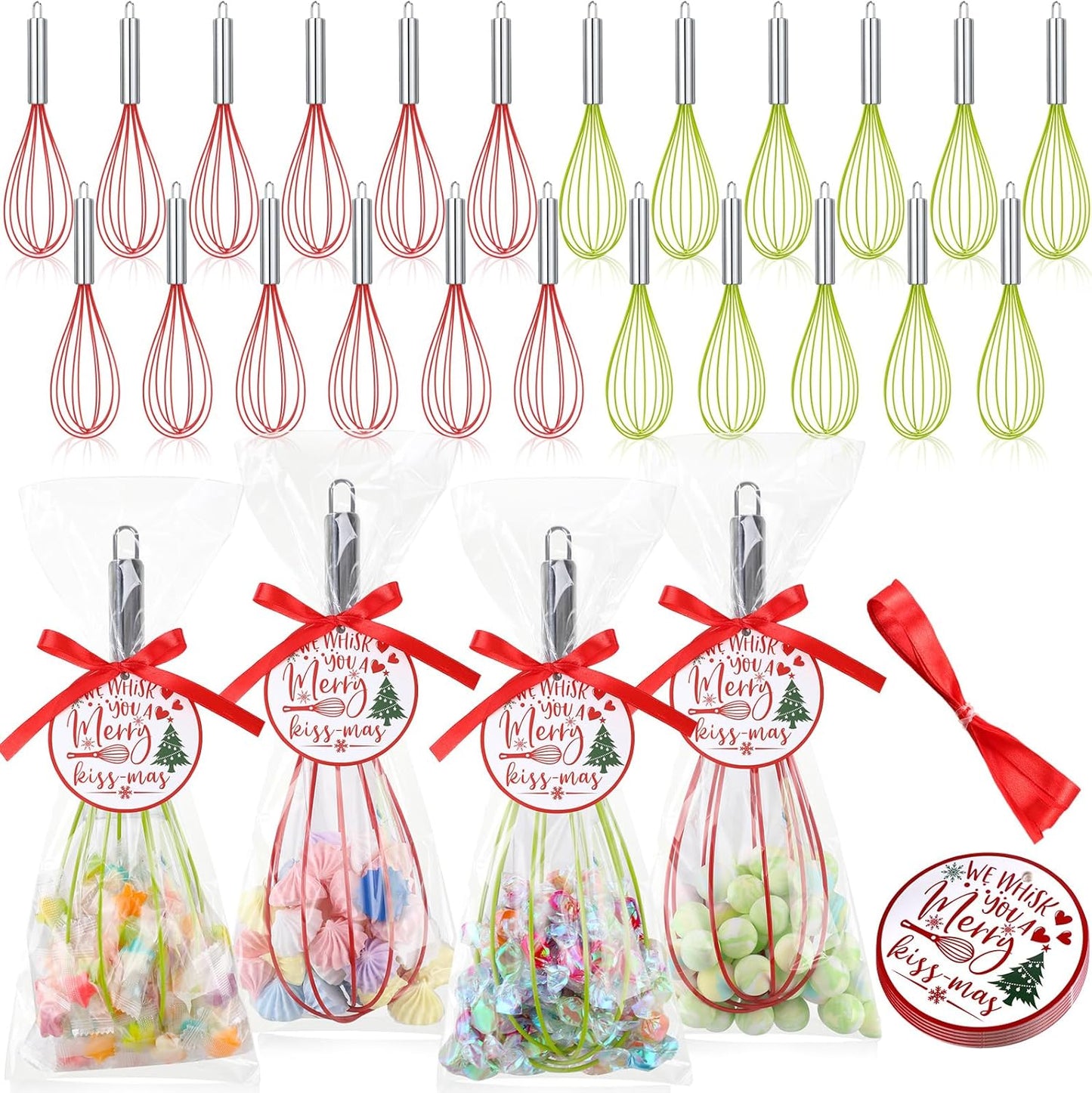 72 Sets 12 Inch Christmas Whisks for Holiday Baking and Gifts