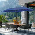 13 ft Rectangle Patio Umbrella Haze Blue - Large Double-Sided Shade