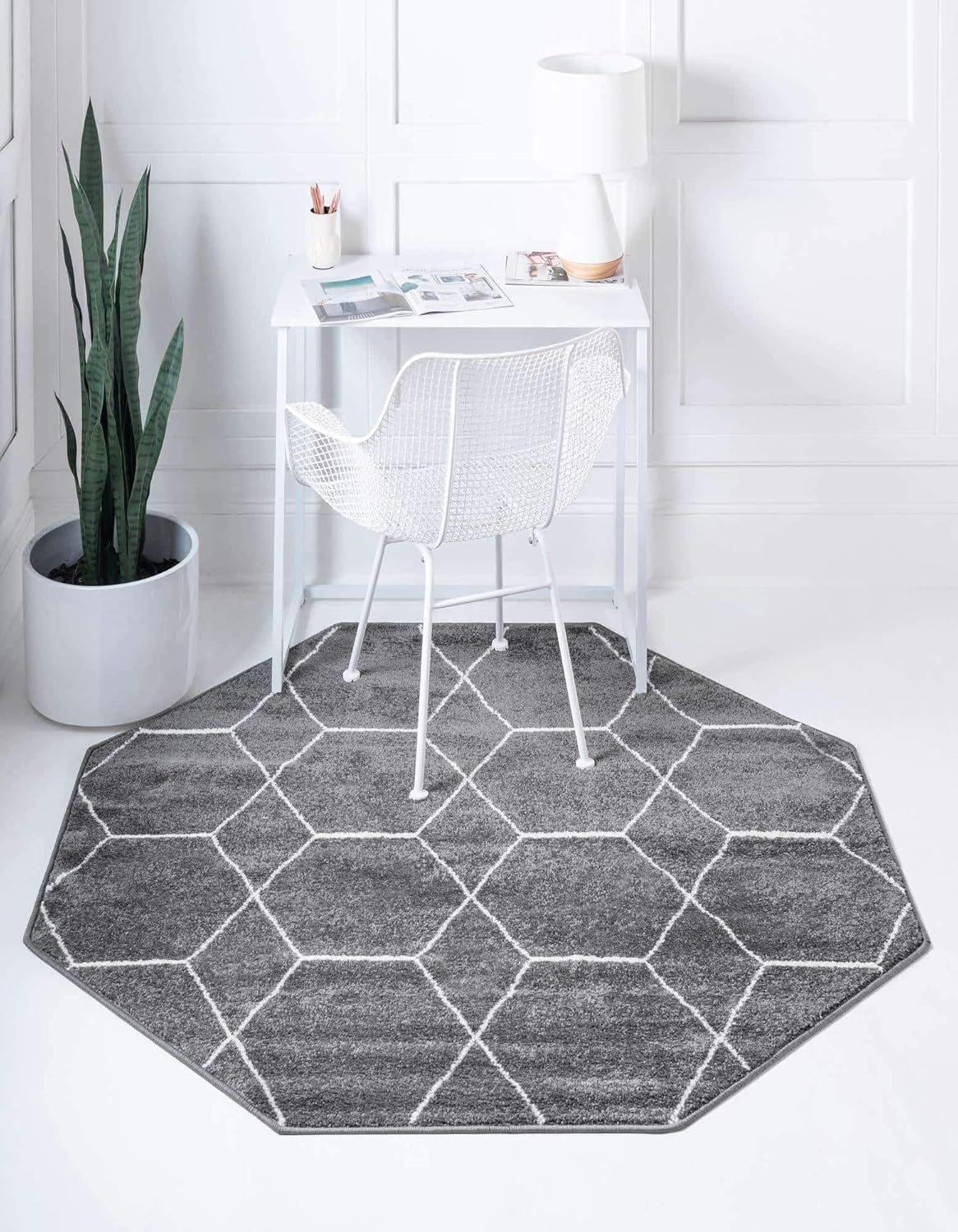 Unique Loom Trellis Frieze Collection Area Rug - Geometric Design