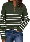Women's Quarter Zip Striped Oversized Sweater - Soft Viscose Blend