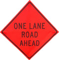 OrangeGear 48 x 48 Safety Orange Mesh Rollup Sign - One Lane Road