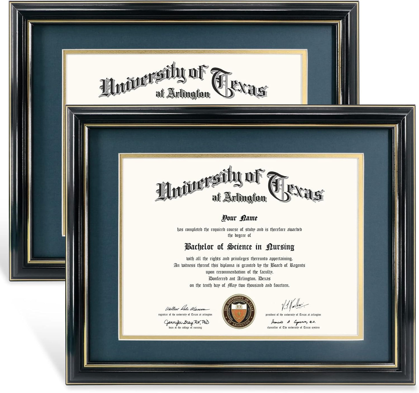 GraduationMall 8.5x11 Diploma Frame with Navy Gold Mat