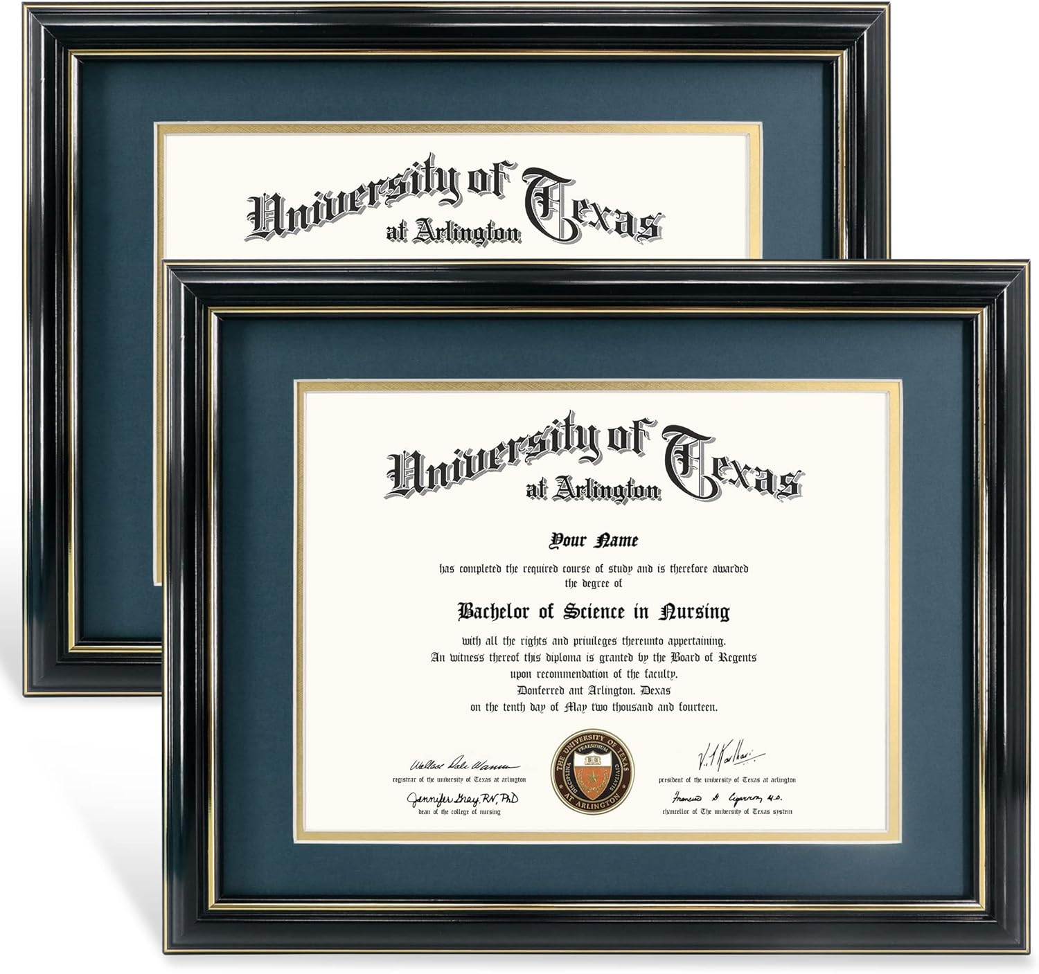 GraduationMall 8.5x11 Diploma Frame with Navy Gold Mat