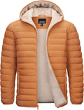 Cotrasen Mens Puffer Jacket Sherpa Lined Hooded Mid-Weight - Warm