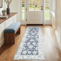 jinchan Runner Rug 2x6 Dark Blue Vintage Floral - Slim Hallway Runner