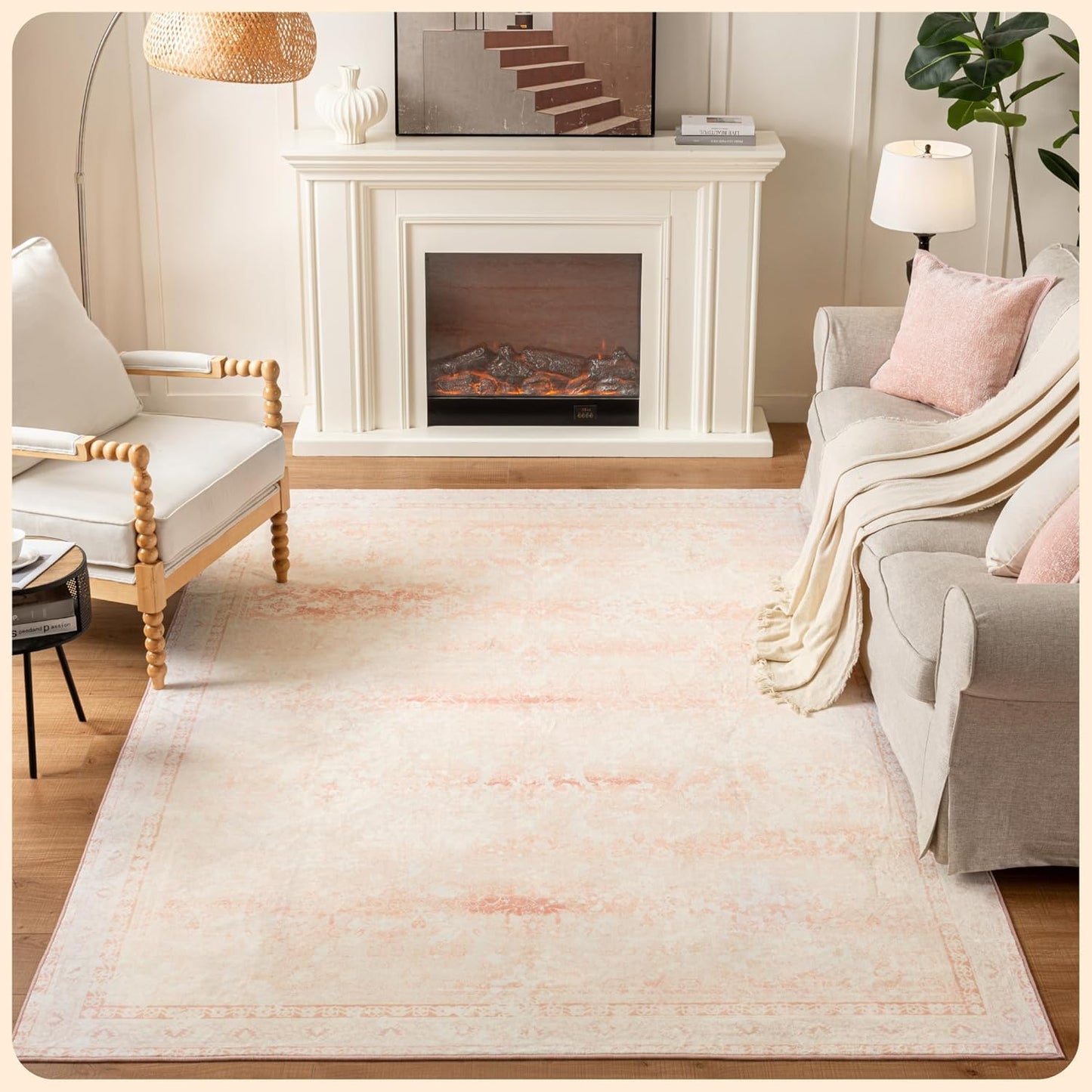 6x9 Pink Area Rug - Foldable Washable Eco-Friendly Rug for Home