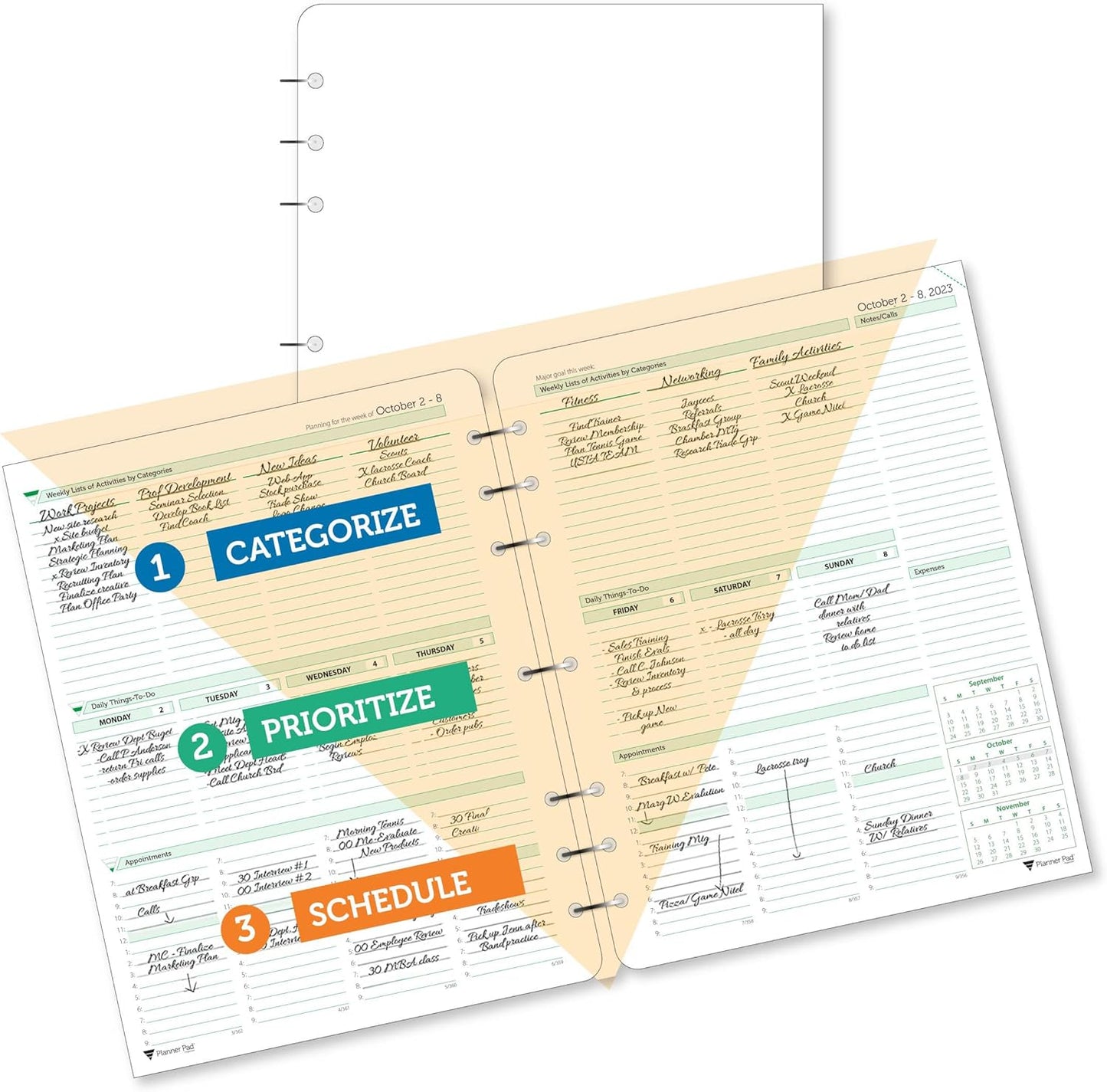Planner Pad 7 Hole Loose Leaf Organizer for 2023-2024 Planning
