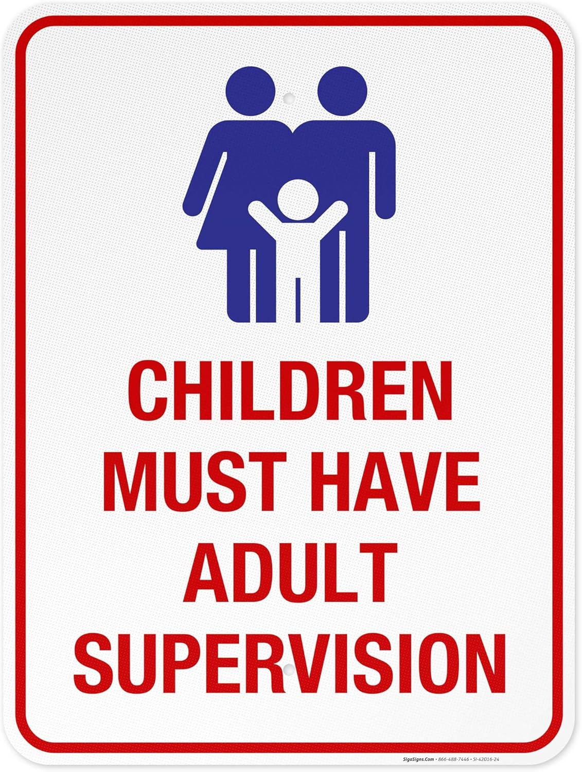 Pool Sign for Children Must Have Adult Supervision - 18x24 in