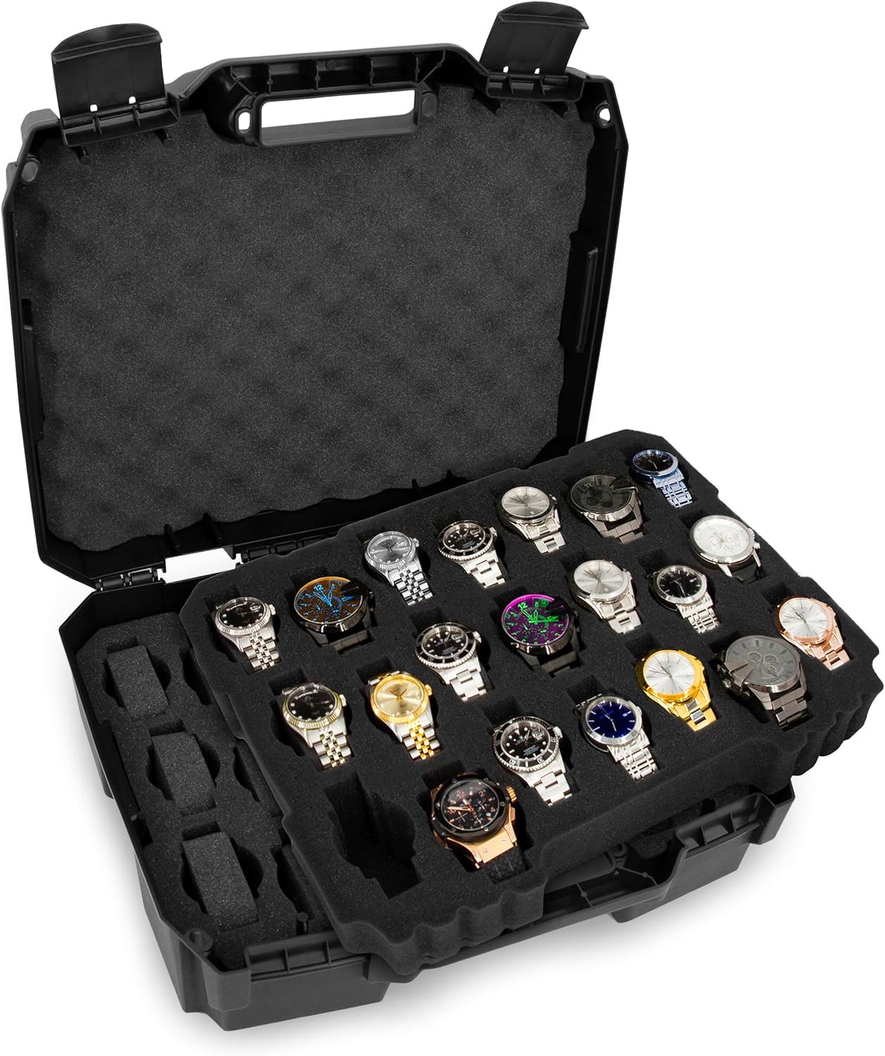 CASEMATIX 42 Slot Watch Case - Impact Resistant & Foam-Padded
