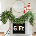 Christmas Cedar Garland Realistic 6ft Prelit Cypress - Cozy Mantle