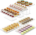 6 Pack Dessert Table Display Set Clear Acrylic Stands - Clean Modern