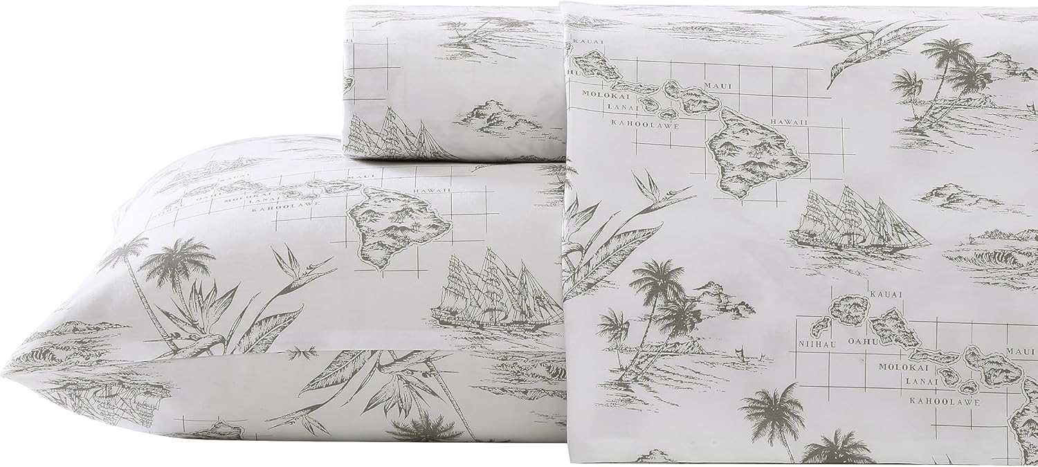Tommy Bahama Queen Sheet Set - Crisp Cotton Percale Bedding