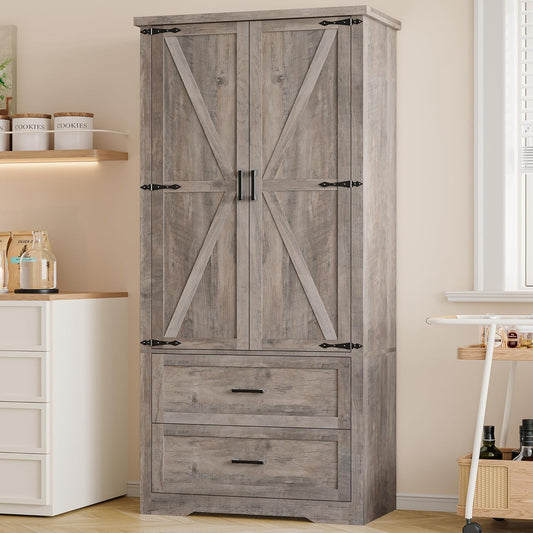 Rustic Elegance Kitchen Pantry Organizer with Barn Doors