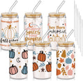 Fall Pumpkin Drinking Glasses 6-Pack 16 oz Tumblers - Seasonal Party