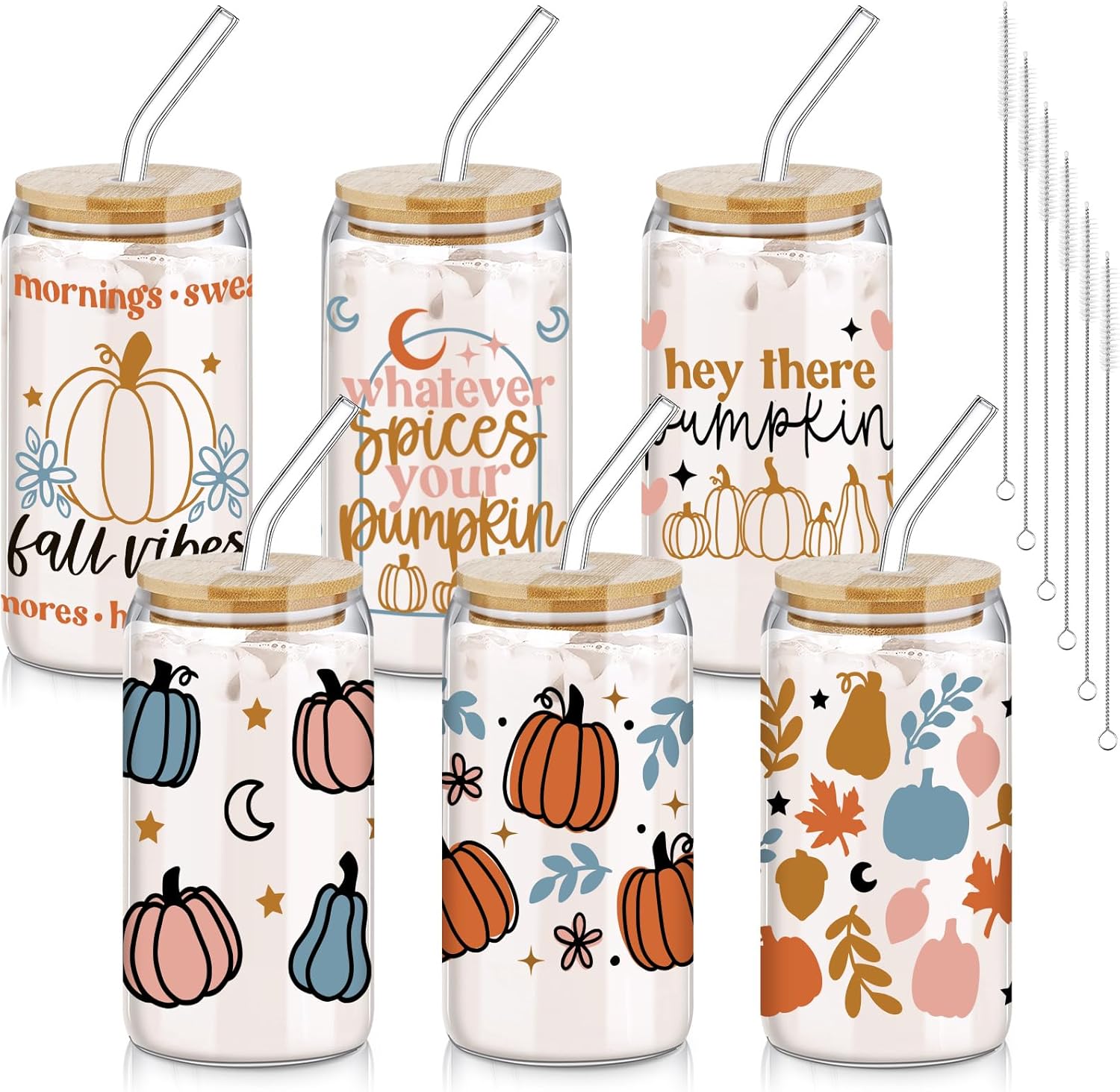 6 Pcs Fall Pumpkin Drinking Party Glasses for Fun Gatherings