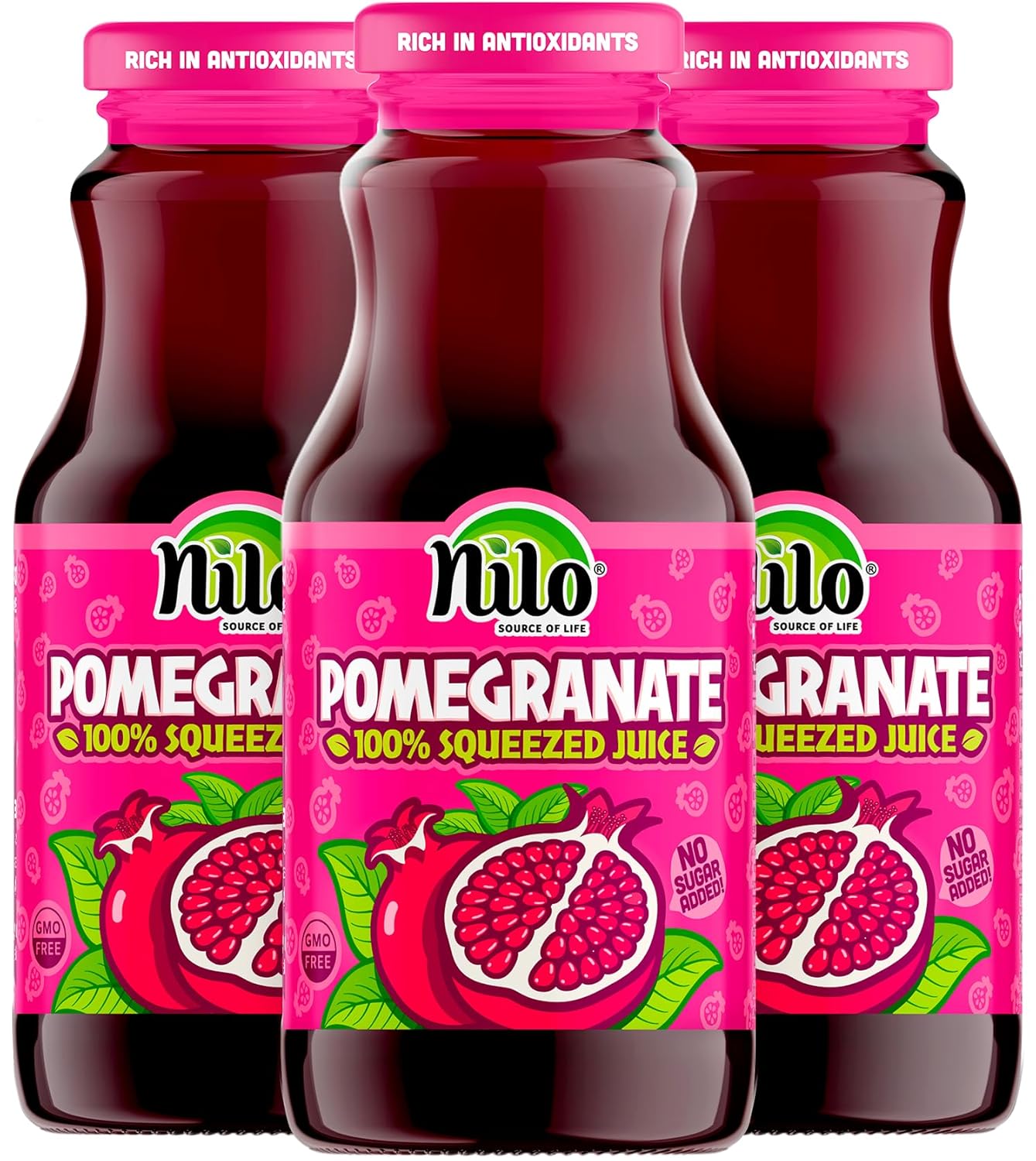 NILO Pomegranate Juice Pack of 12 - Pure, Natural Flavor
