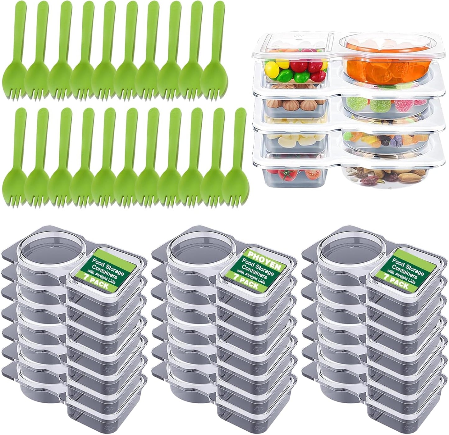 PHOYEN 21pc Leakproof Condiment Containers Set