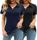 V Neck Polo Shirt Womens Short Sleeve Tunic - Soft, Breathable Fit