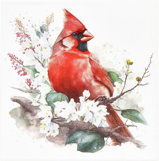 Christmas Red Cardinal Cocktail Napkins - Festive Holiday Decor