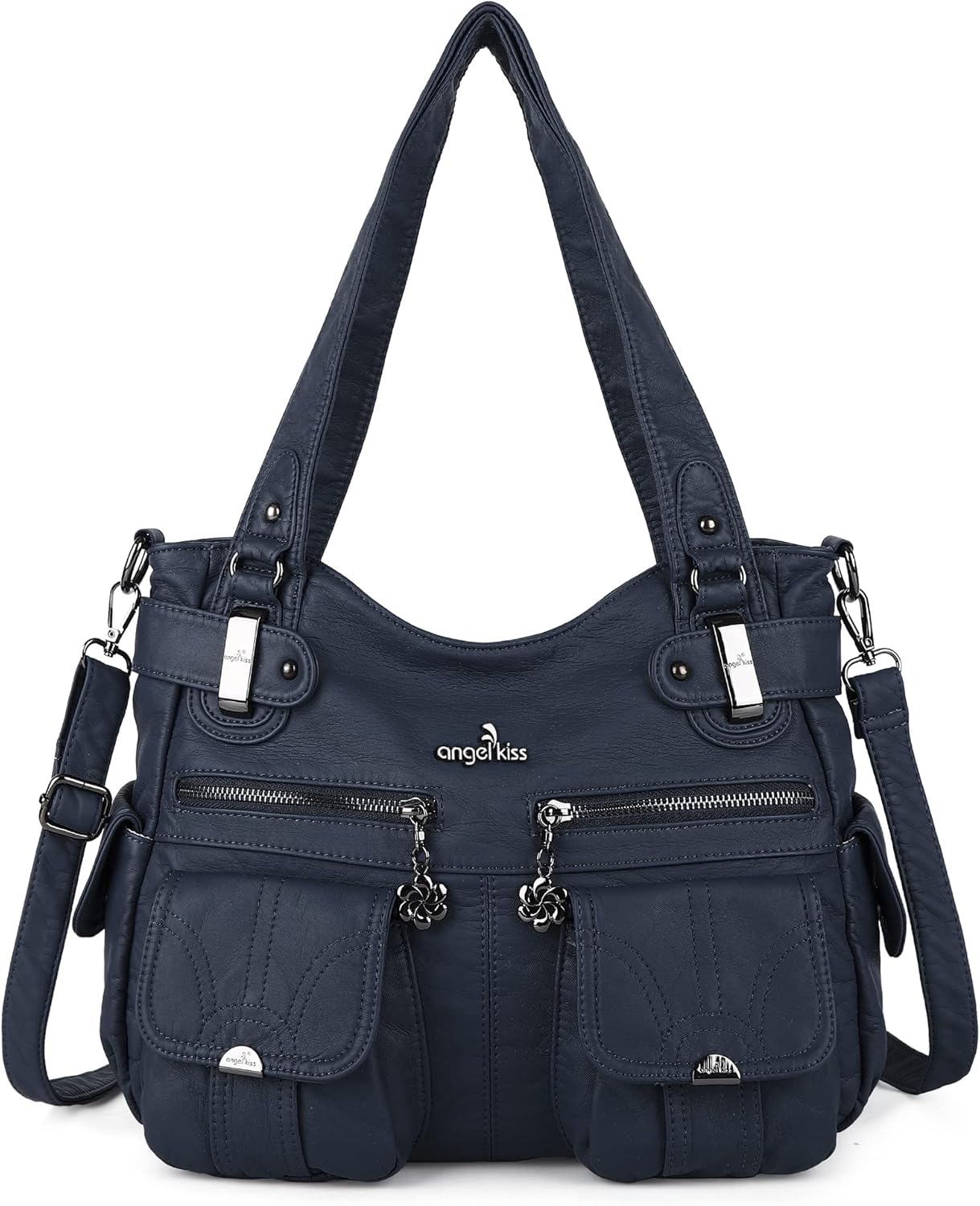 Angelkiss Women's Large Double Zipper Handbag for Everyday Use