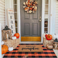 Fall Decor Doormat Combo Set - Coco Coir Welcome Mat + Plaid Rug