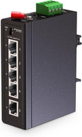 MokerLink 5 Port Industrial Din Rail Gigabit Switch - Compact Rugged