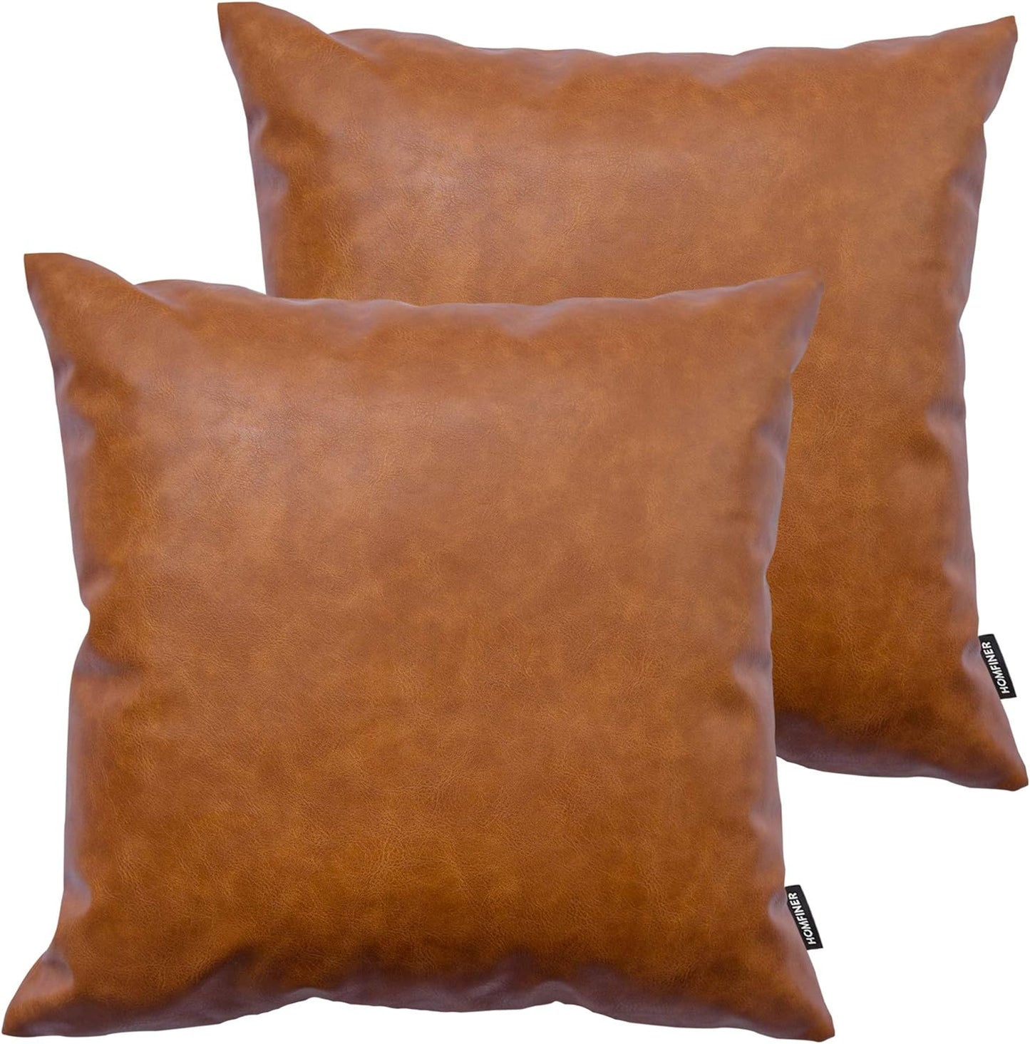 Faux Leather Throw Pillow Covers 22x22 inch Set of 2 for Couch