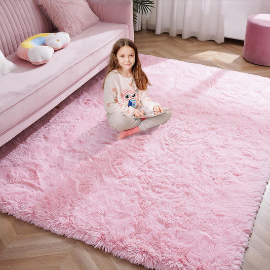 Softlife Pink Fluffy Area Rugs for Living Room and Bedroom