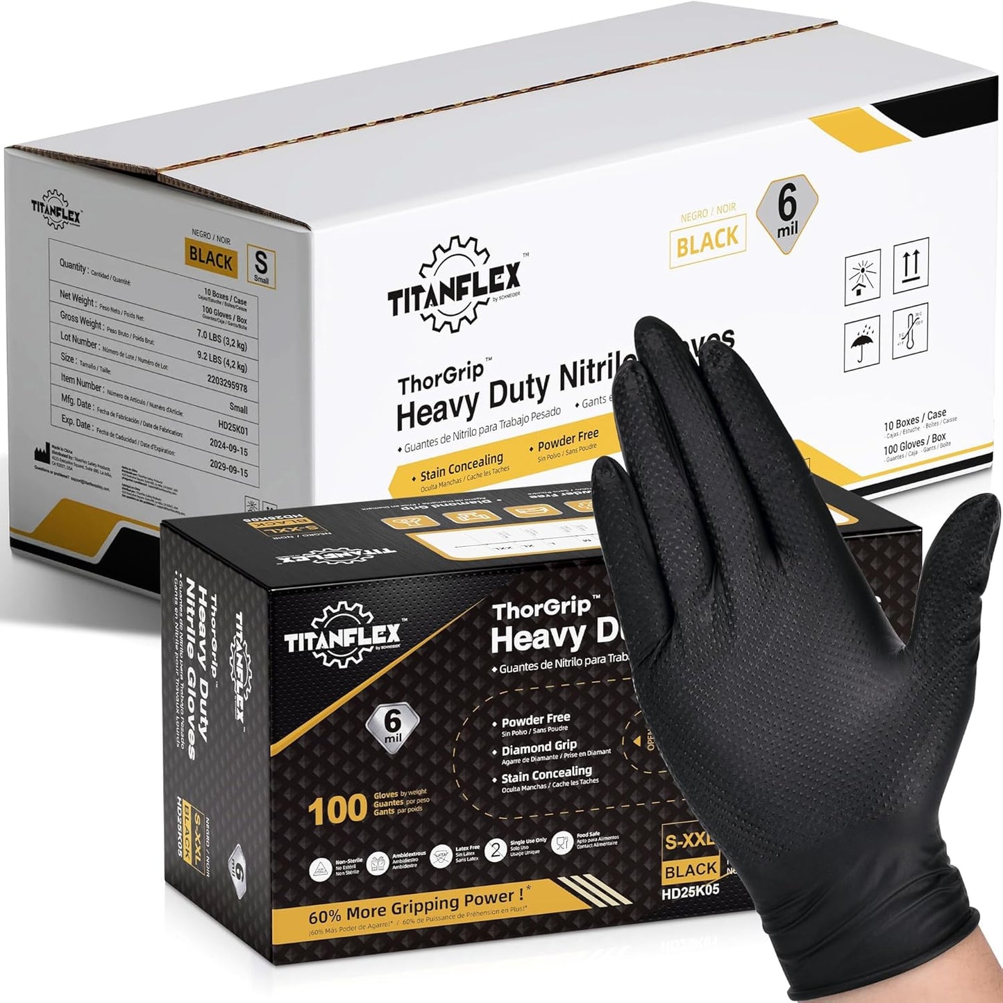 TitanFlex Heavy Duty Black Nitrile Gloves for Ultimate Protection