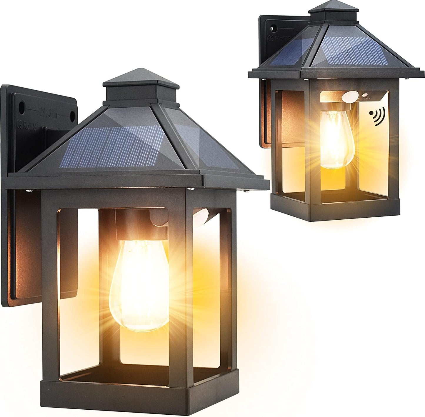 2 Pack Solar Wall Lanterns with Motion Sensor for Outdoor Use