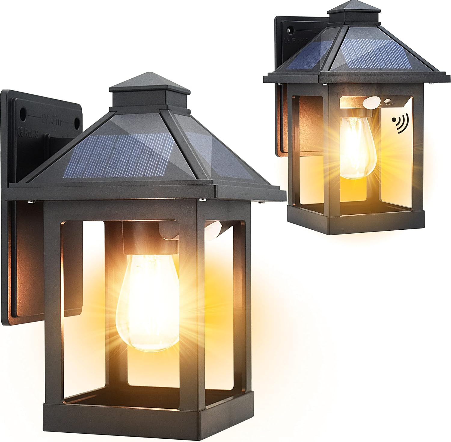 2 Pack Solar Wall Lanterns with Motion Sensor for Outdoor Use