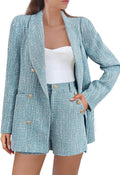Cicy Bell Womens 2 Piece Tweed Blazer Shorts Sets - Polished Business