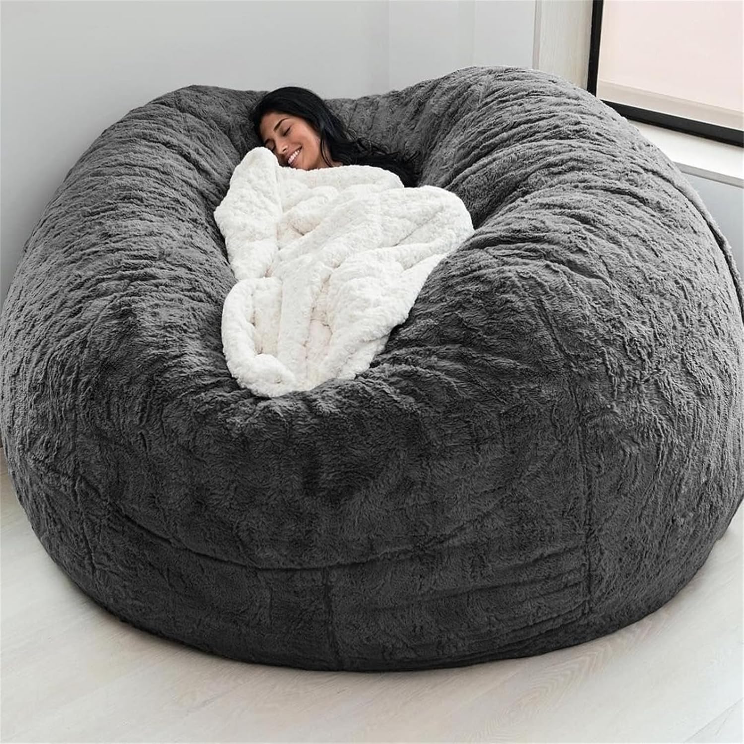 Ultra Soft 7ft Bean Bag Cover - Dark Grey