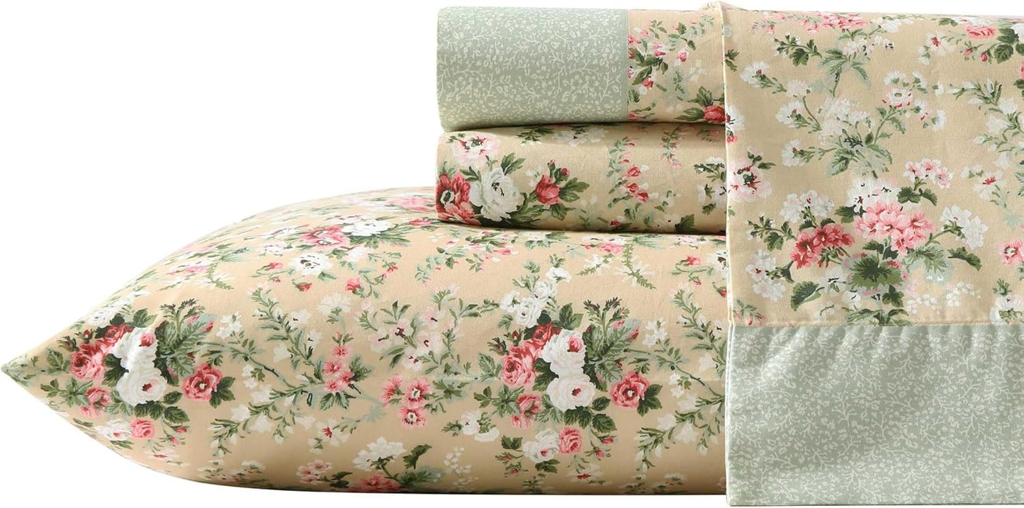 King Sheet Set by Laura Ashley - Breathable Cotton Percale Bedding