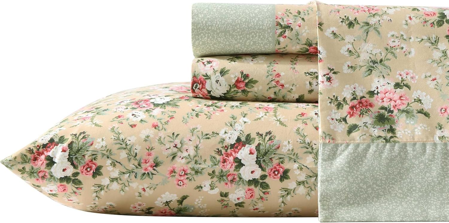 King Sheet Set by Laura Ashley - Breathable Cotton Percale Bedding