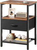 Huuger Night Stand with Fabric Drawer and Mesh Shelf for Storage