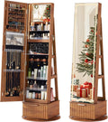 Fluted 360 Swivel Jewelry Armoire with Full Length Mirror