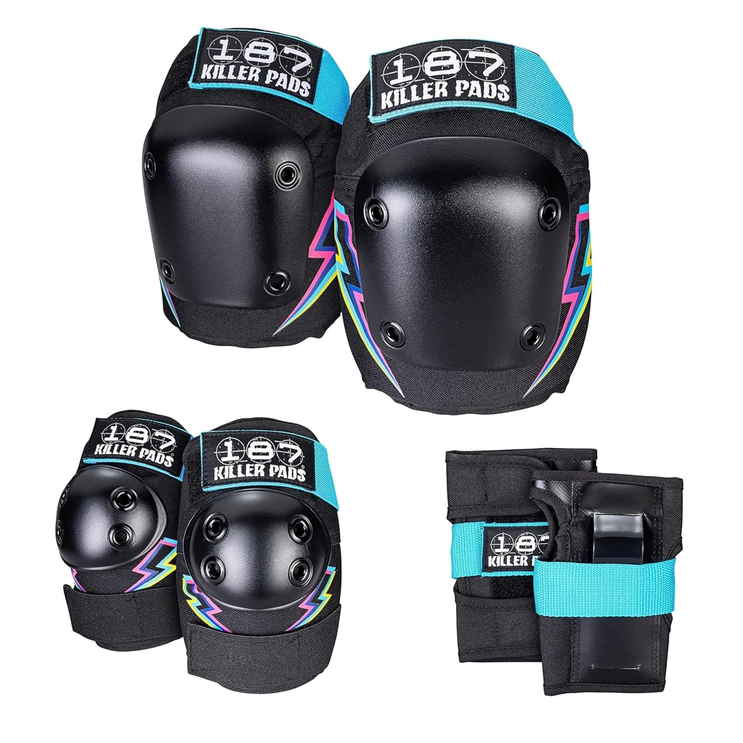 187 Killer Pads Six Pack Set for Skateboarding and Roller Skating