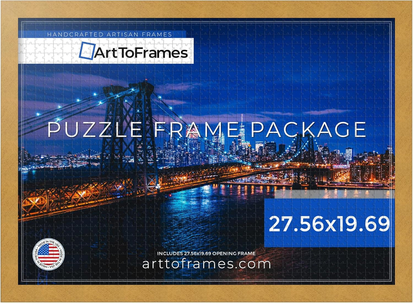 27.56x19.69 INCH Gold Frame for 1000 Piece Puzzles - Elegant Design