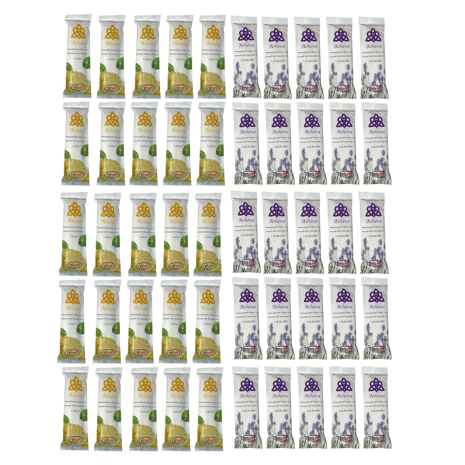 Asheva 8in x 9in Individually Wrapped Oshibori Towels for Spa