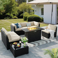 8 Piece Outdoor Patio Conversation Set with 44in Gas Fire Pit