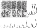 Carbon Steel Fishing Hooks Assortment 500Pcs/90Pcs - Circle Hooks Kit