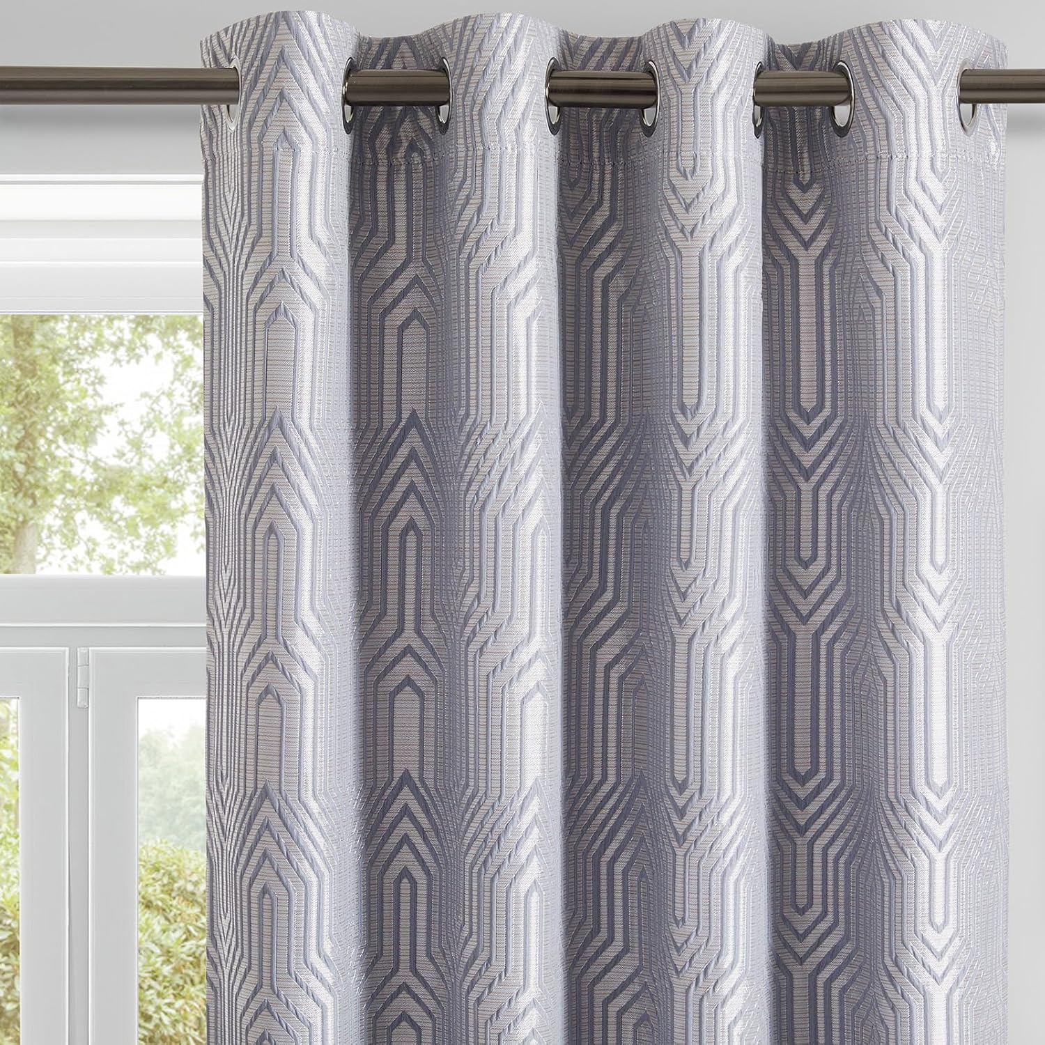 Grey Blue and Silvery 100% Blackout Curtains for Modern Homes