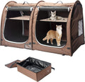 Portable Twin Compartment Cat Condo - Foldable Travel Kennel