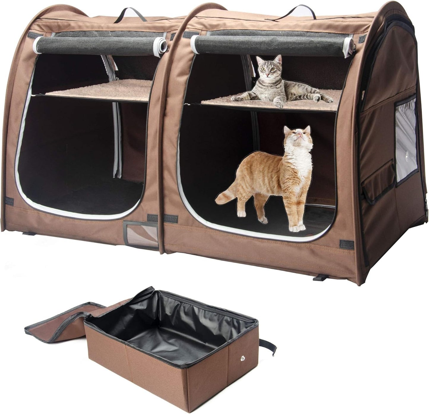 Mispace Portable Twin Compartment Cat Cage for Travel & Home